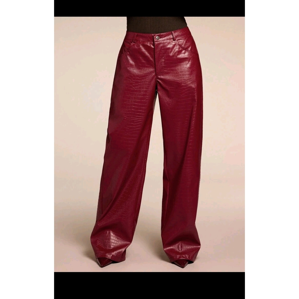 Women's Red Croc-Embossed Pants